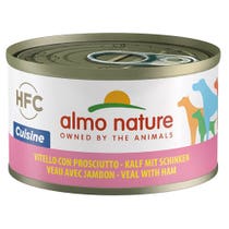 Almo Nature HFC Cuisine Kalbfleisch mit Schinken, Nassfutter für ausgewachsene Hunde, 95 g Dose-1