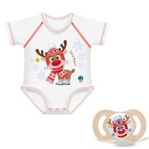 J Bimbi Baby Twin Set Rentier-Schnuller + passender Neugeborenen-Body-1