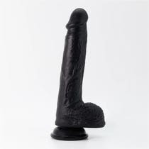 Crushous-Dildo Invitiktus 8 aus flüssigem Silikon, schwarze Farbe-1