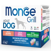 Monge Grill Adult Multibox Mix Salmone Maiale Agnello Cibo Umido Per Cani Adulti 12 Bustine-2