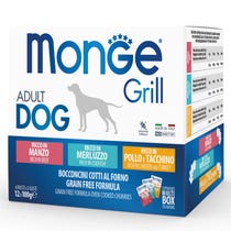 Monge Grill Adult Multibox Mix Manzo Merluzzo Pollo Tacchino Per Cani Adulti 12 Bustine-2