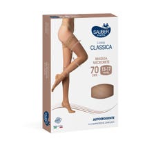 Sauber Classic Line 70 Den Halterlose Strümpfe Neutral Beige Micromesh Knit Größe 5-3