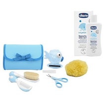 Chicco Set Igiene Azzurro Spugna+Forbicine+Spazzola+Pettine-2