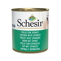 Schesir Huhn mit Spinat Nassfutter ausgewachsene Hunde Dose 285g-1