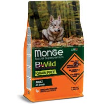 Monge B Wildgetreidefreie Ente mit Kartoffeln Trockenfutter für ausgewachsene Hunde Beutel 2,5 Kg-1