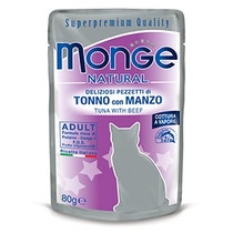 Monge Natural Superpremium Cotti A Vapore Tonno E Manzo Cibo Umido Per Gatti Adulti 80g-1