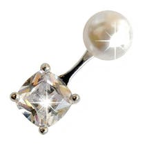 Biojoux Ohrringe Perle mit Zirkon Dangle 6 / 6mm-1