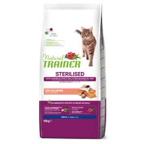 Natural Trainer sterilisierte Trockenfutter mit Lachs für erwachsene Katzen, 10-kg-Beutel-1