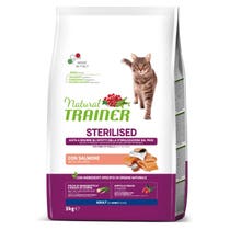 Natural Trainer sterilisierte Trockenfutter mit Lachs für erwachsene Katzen, 3-kg-Beutel-1