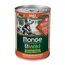 Monge B Wildgetreidefreies Nassfutter für alle Rassen mit Truthahn-Kürbis-Zucchini für ausgewachsene Hunde, 400 g-2