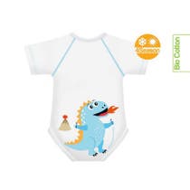 J Bimbi Body Neonato 0-36 Mesi In Cotone Biologico 4 Stagioni Fantasia Dinosauro Blu-1