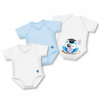 J Bimbi Body Cotone Biologico Bimbo Gufetto/ Tinta Unita 3 Pezzi-1