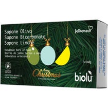 Biolù Tris Natale Saponi Solidi Olivo/Bicarbonato/Limone 3x140g-1