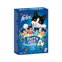 Purina Felix Party Mix Favorite 4 Snacks für ausgewachsene Katzen, Beutel 4x40g-1