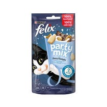 Purina Felix Party Mix Dairy Delight Milch- und Käsesnack für ausgewachsene Katzen, 60-g-Beutel-1
