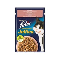 Purina Felix Sensations Jellies Nassfutter mit Lachs-/Garnelengeschmack für ausgewachsene Katzen, 80-g-Beutel-5