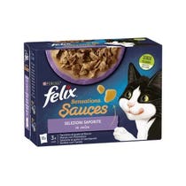 Purina Felix Sensations Sauces Truthahn/Rind/Lachs/Sardinen Nassfutter für ausgewachsene Katzen, Beutel 12 x 85 g-7