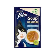 Purina Felix Soup Gusto Plaice Nassfutter für ausgewachsene Katzen, 48-g-Beutel-1