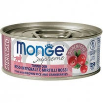 Monge Supreme Nassfutter mit Thunfisch, braunem Reis und Preiselbeeren für sterilisierte ausgewachsene Katzen, 80 g-2