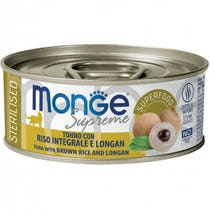 Monge Supreme Nassfutter mit Thunfisch, braunem Reis und Longan für sterilisierte ausgewachsene Katzen, 80 g-2