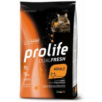 Prolife Cat Dual Fresh Adult Trockenfutter für ausgewachsene Katzen Lamm/Frische Forelle/Eis, 7-kg-Beutel-1