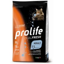 Prolife Cat Dual Fresh Adult Trockenfutter für ausgewachsene Katzen Lachs/Kabeljau/Reis, 7 kg Beutel-1