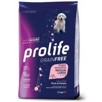 Prolife Dog Grain Free Sensitive Trockenfutter aus Schweinefleisch und Kartoffeln für Hunde, Welpen, mittlere/große Größe, 10-kg-Beutel-2