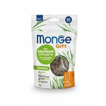 Mit Monge gefüllter und knuspriger Haarball-Snack für Katzen, Lachs und Erbagatta, 60 g-1