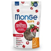 Mit Monge gefüllter und knuspriger, sterilisierter Snack für Katzen, Ente und Preiselbeeren, 60 g-1