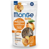 Monge Meat Minis hautunterstützende Snacks für Katzen, frischer Kabeljau mit Aprikose, 50 g-1