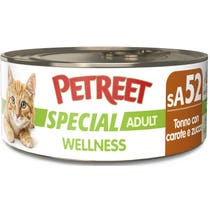 Petreet Wellness Thunfisch mit Karotten und Kürbis, Nassfutter für ausgewachsene Katzen, 70 g Glas-2