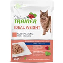 Natural Trainer Cat Idealgewicht für Erwachsene mit Lachsstücken in Sauce, 85 g-1
