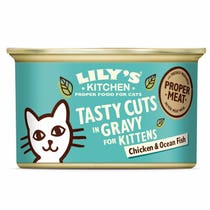Lily's Kitchen Leckere Hühnchen- und Meeresfischstücke in Soße für Kätzchen, 85 g