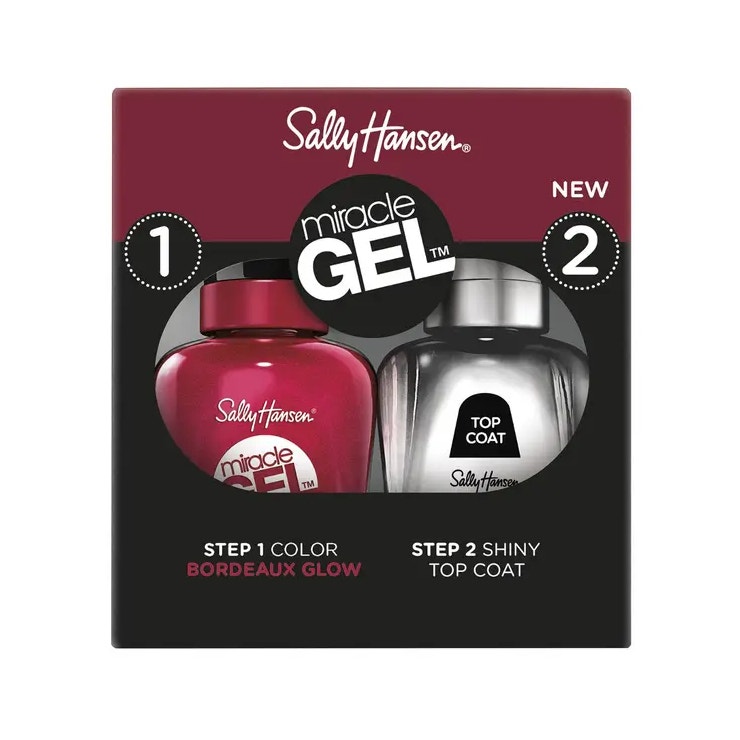 Sally Hansen Miracle Gel Duo Pack Top Coat Nagellack Farbe 940 Bordeaux Glow