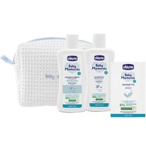 Chicco Baby Moments Beauty Bag Azzurro Pelli Delicate Bagnoschiuma 200ml + Shampoo 200ml + Sapone Solido 100ml-1