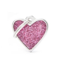 Medaglietta Per Cani E Gatti Personalizzata Cuore Rosa Con Glitter Taglia Piccola-1