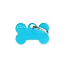 Personalisierte ID-Marke für Hunde und Katzen aus hellblauem Aluminiumknochen, kleine Größe-1