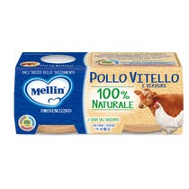 Mellin Omogeneizzato Pollo/Vitello Verdure 4M+ 2x80g-2
